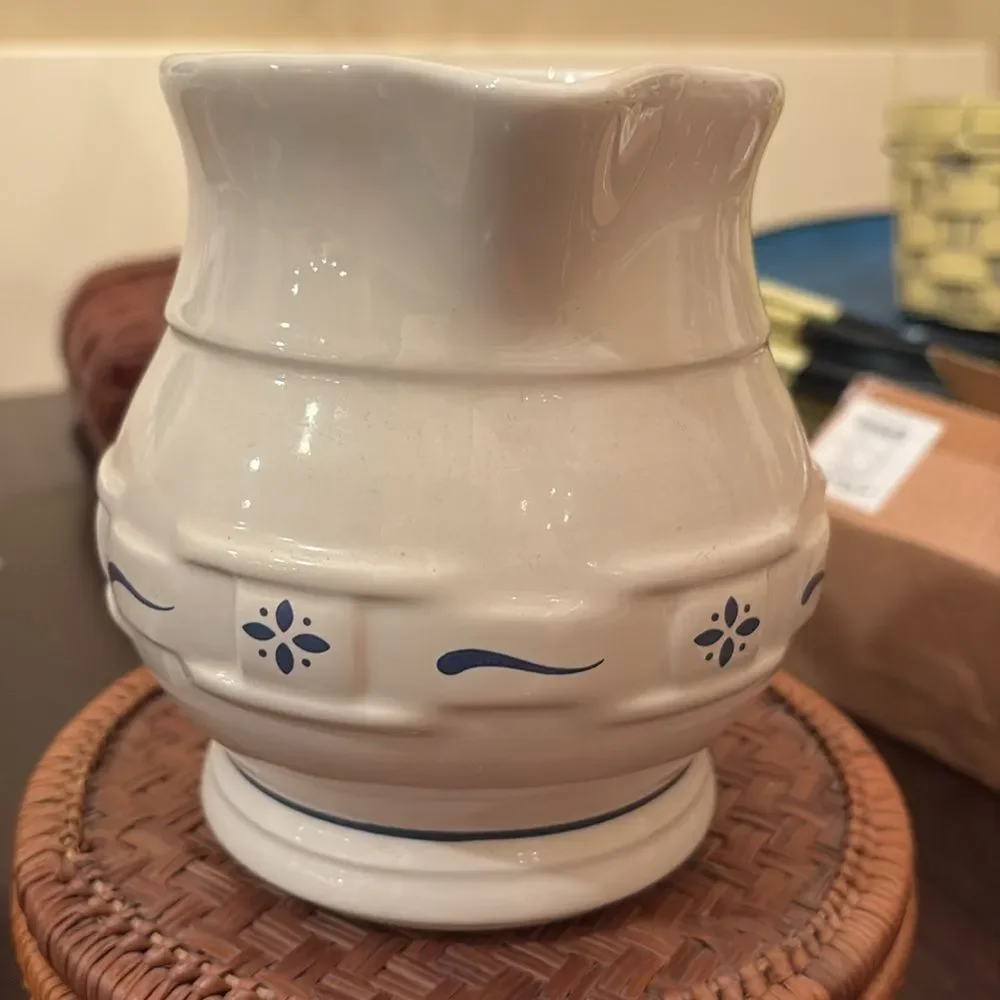 Longaberger pottery heritage blue pitcher